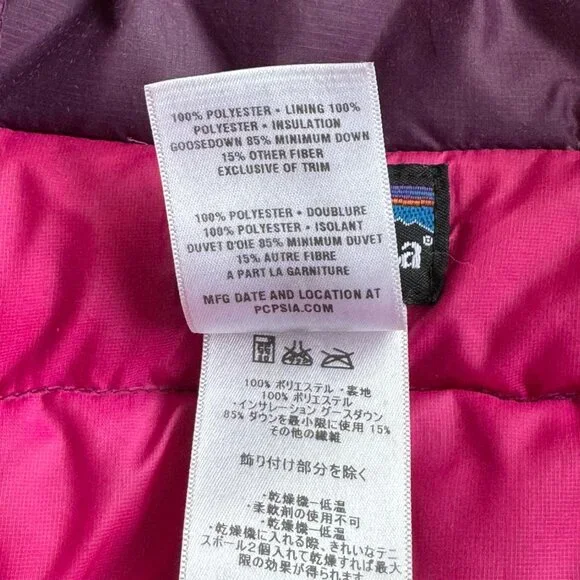 PATAGONIA Goose Down Sweater Jacket Womens XL Purple Puffer Winter Coat Warm - Picture 10 of 15